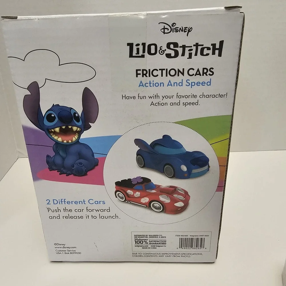 Disney Lilo and‎ Stitch Friction Cars - Set Of Two Cars with Action & Speed NEW